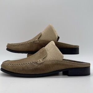 Sesto Meucci‎ Womens 7.5 Shoes Mules Slides Made in Italy Light Mocha Leather